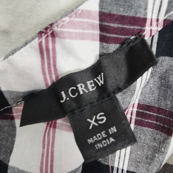 NEW J. Crew V-Neck Black Plaid Checkered Long Sleeve V-Neck Top - Picture 9 of 13